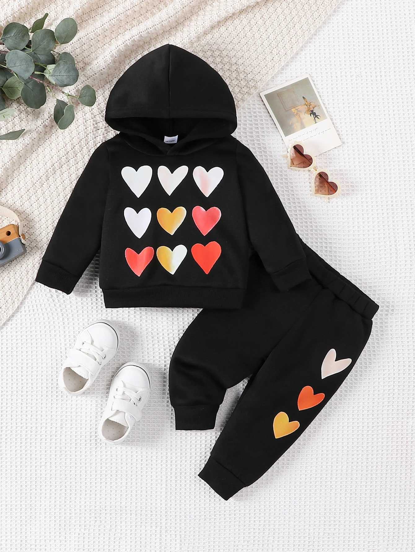 Clothing Sets 2Pcs Spring Autumn Sets For Baby Girls Long Sleeve Hooded Top And Long Pants Infant Newborn Outfits 0-36M