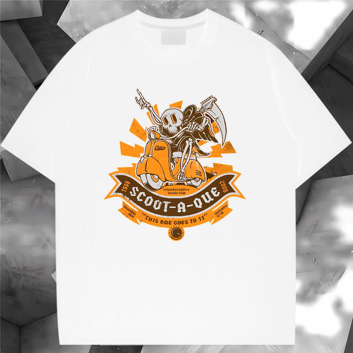 Fashion Design T-Shirts for Men Skeleton 230g 100% Cotton Cartoon Print Daily Wear Men Tees Short Sleeve Cotton O-Neck Loose