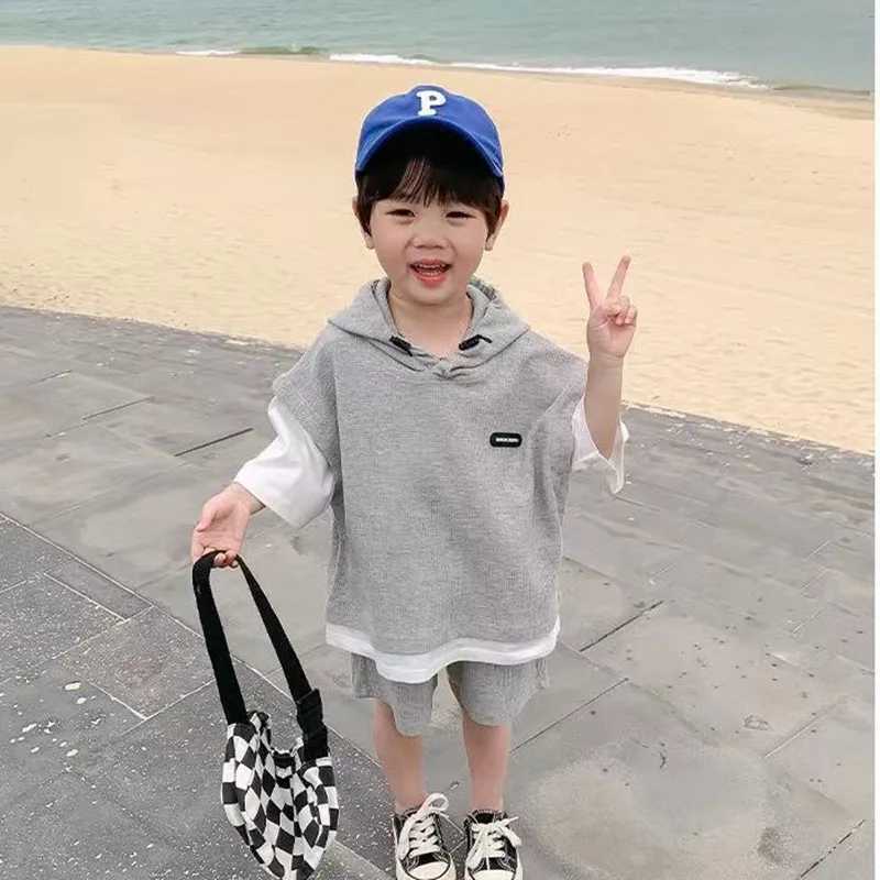 Clothing Sets Children Clothing Sets Kids Boys Girls Clothes Short Sleeve Hooded Shirt+short Kid 2Pcs Suit Cotton 2024 Summer Baby Boy Outfit