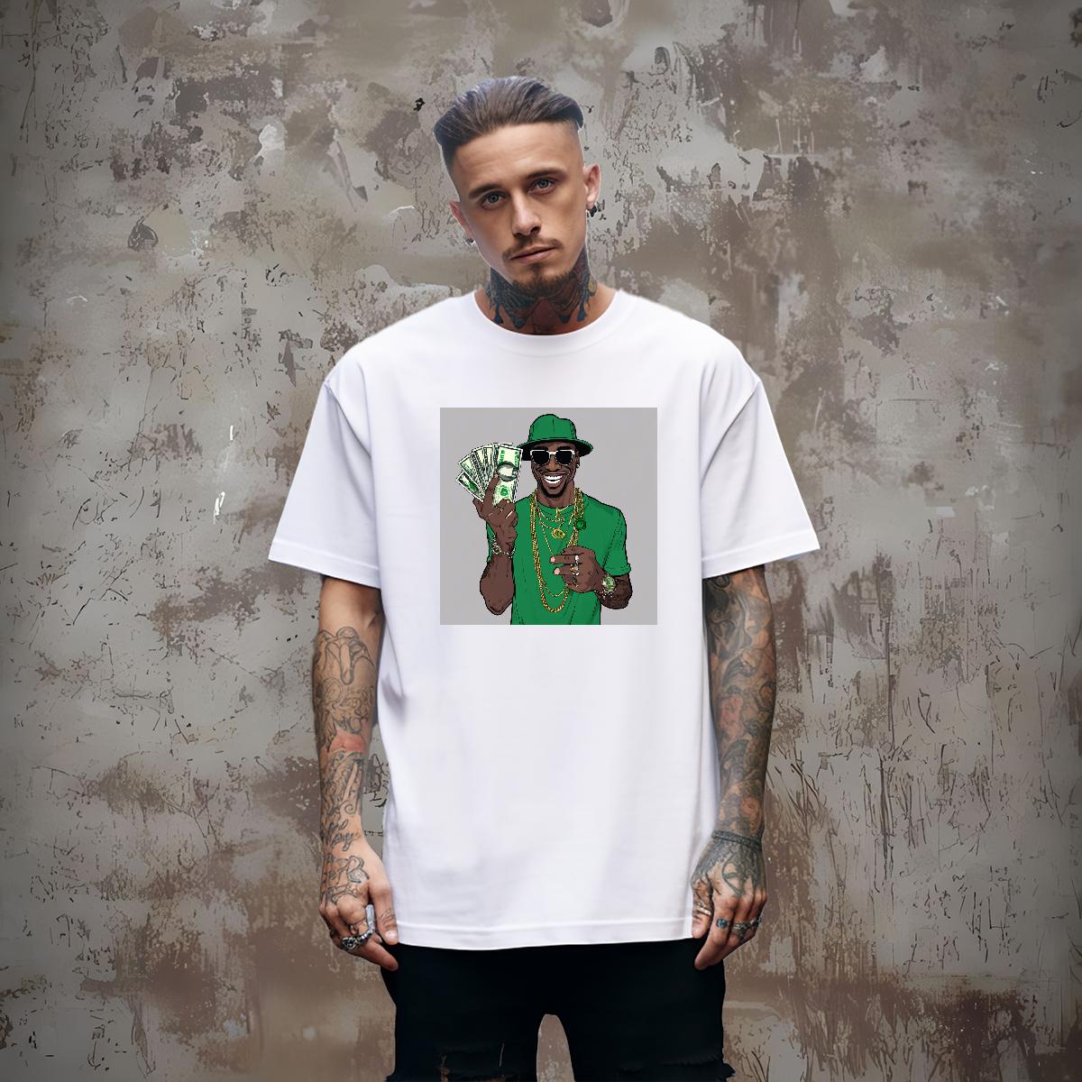 2024 T shirt XH 100% Cotton 230g Cartoon Printing S-4XL Street Men Tshirts Short sleeve Cotton Soft 5A