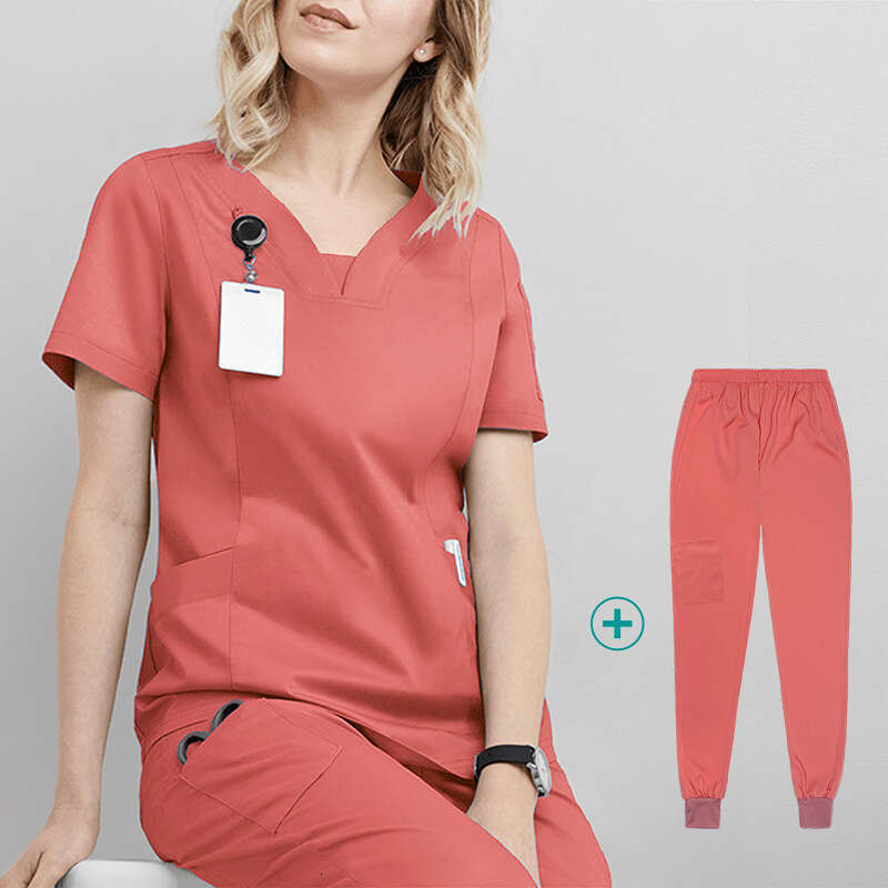 Niaa Hinn Scrubs Zip Up Scrubs New Product New Arrival Washable High Elasticity Gentle Wind French New Pattern Leisure Time Versatile Bifurcated Loose