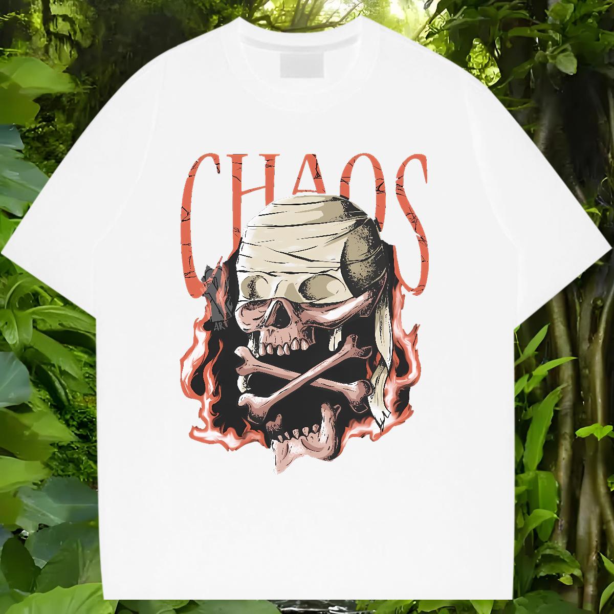 High Quality T shirt Skeleton 230g Cotton Beach O-Neck Short Sleeve Cotton Men Clothes T-Shirt Designer Custom Printed Clothings