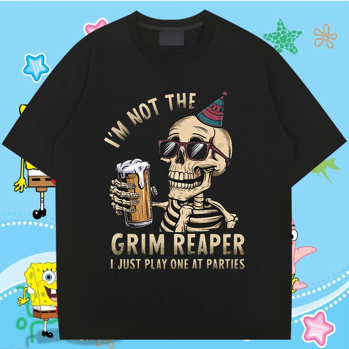 Cool Men Clothes T-Shirt Skeleton 230g 100% Cotton O-Neck Short Sleeve Cotton Spring Summer Man T Shirts Oversized 4XL Fashion Designer Tops Shirt