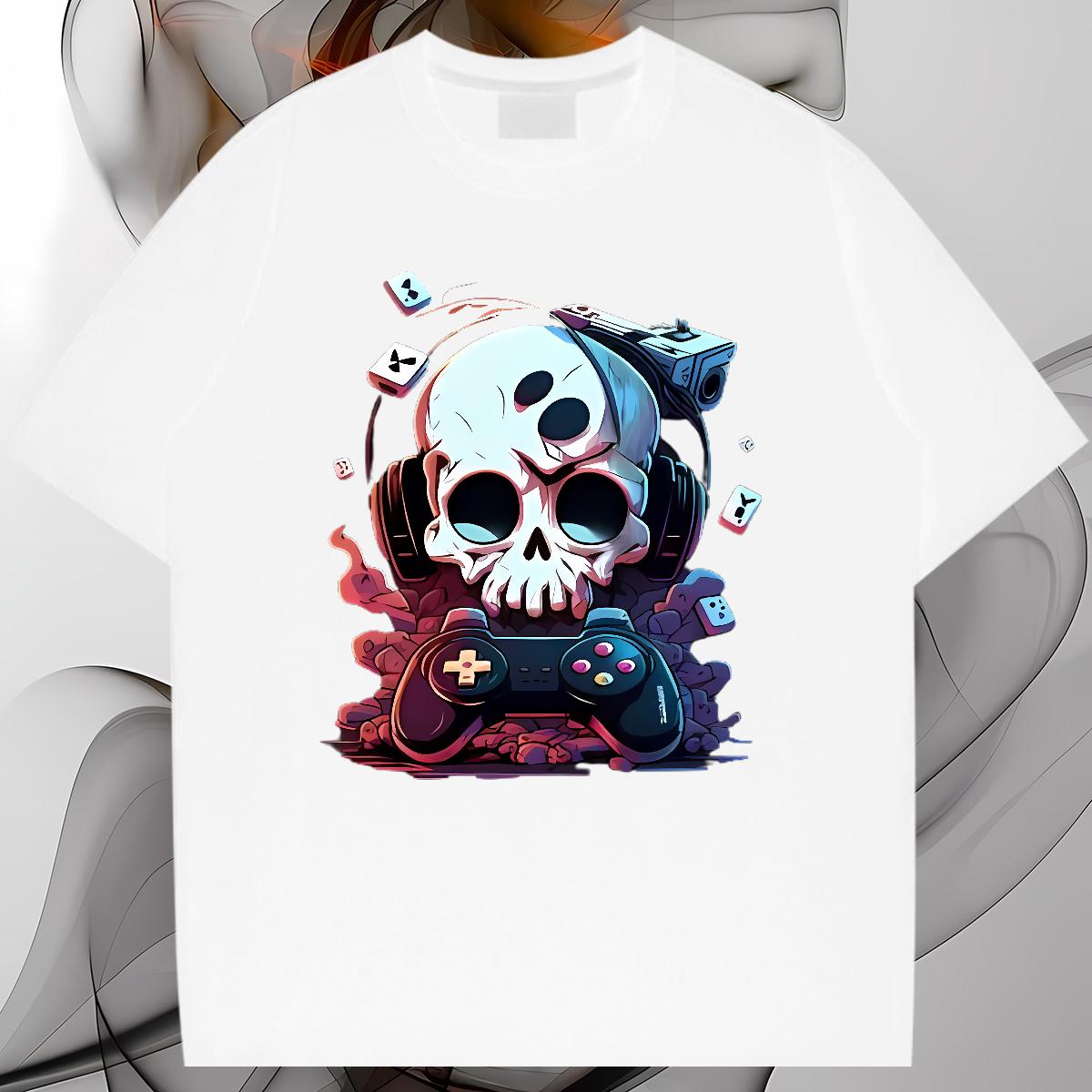 Fashion Designer T-Shirts for Men Skeleton 100% Cotton 230g Custom Cartoon Spring Summer Men Tees Cotton Breathable Short Sleeve Brand