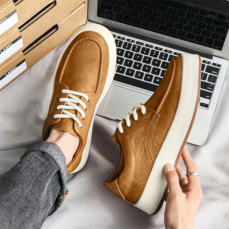 brown casual shoes classic frosted leather mens soft mens flat and comfortable driving shoes lace laces Moccasins 240715