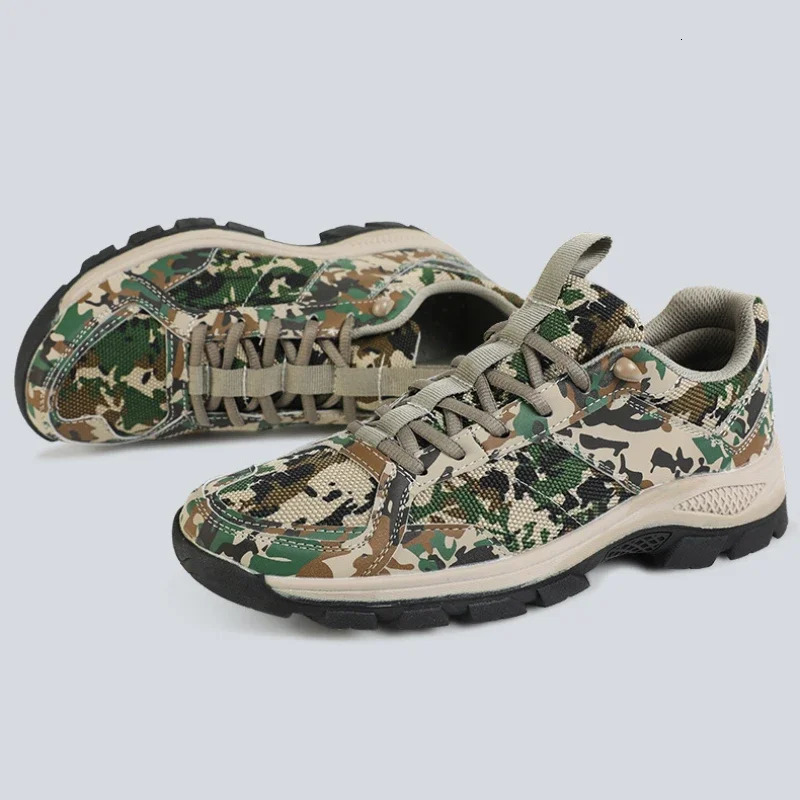 Tactical mens sports shoes mesh hunting shoes mens wear-resistant and breathable sports shoes camouflage anti slip shoes 240715