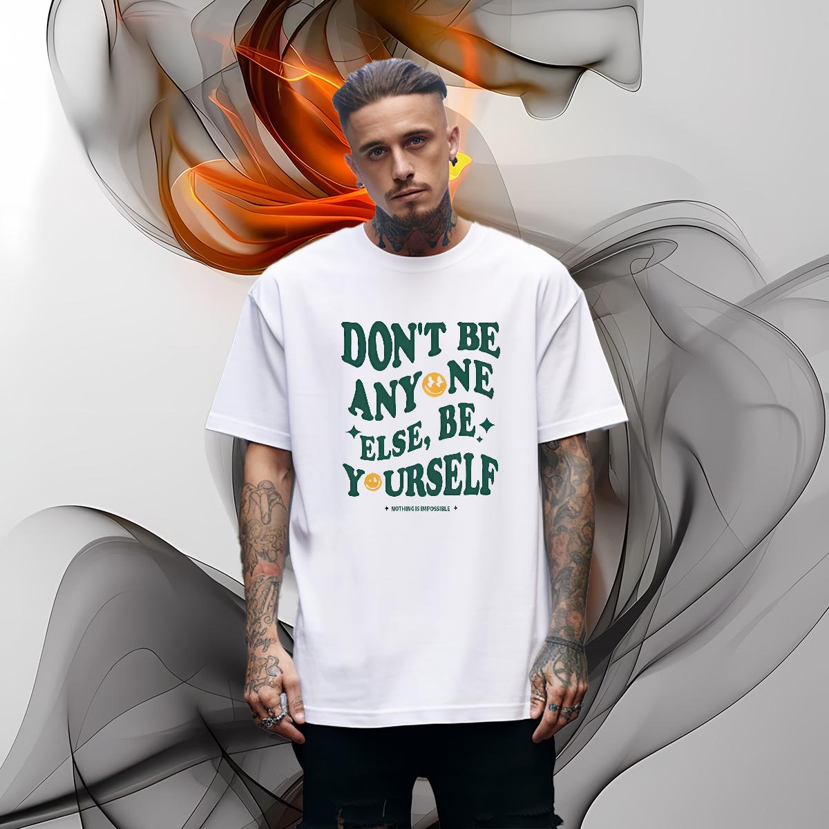 Cool Design Men Tshirts Nothing Is Impossible 230g 100% Cotton Short sleeve Cotton Soft Sports Casual T Shirts Men DIY Printed Casual New Tops Shirt