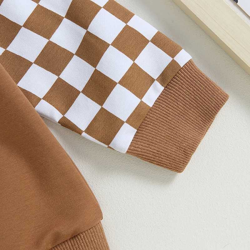 Clothing Sets 0-3Y Infant Newborn Baby Boy Clothes Checkerboard Patchwork Sweatshirts And Pants 2pcs Outfit Cotton Baby Autumn Clothing Sets