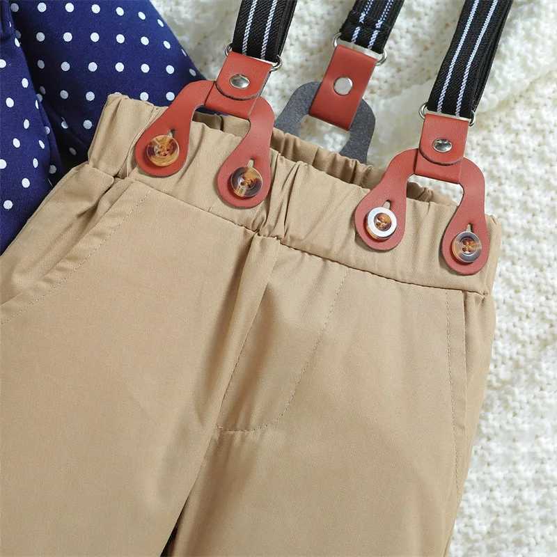 Clothing Sets Baby Boys Autumn Clothing 3Pcs Gentleman Outfits Long Sleeve Dots Print Bodysuit + Suspender Pants + Hat Set Infant Clothes