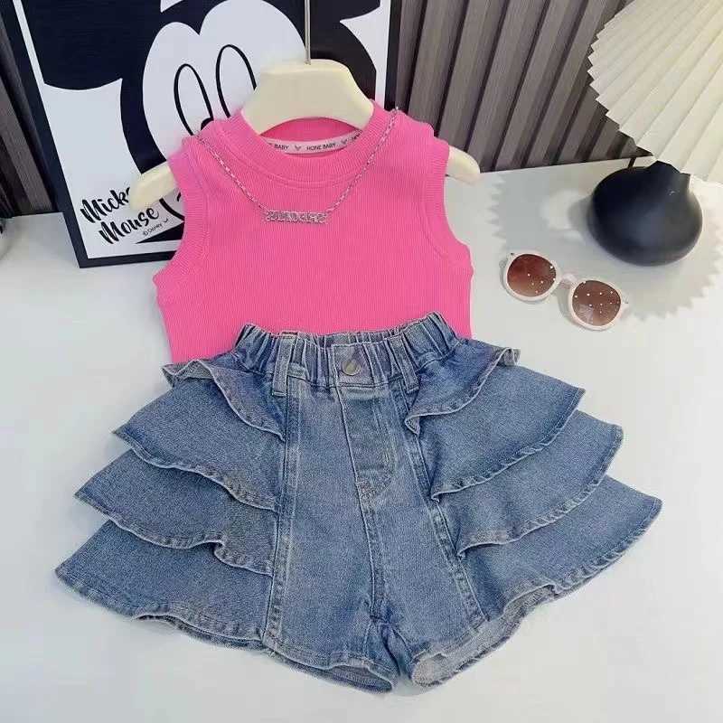 Clothing Sets Girls Clothing Suit Children Short-Sleeved Shirt +Skirt 2Pcs Sets Baby Fashion Summer Outfits 3-13 T New 2024 Kids Outfits