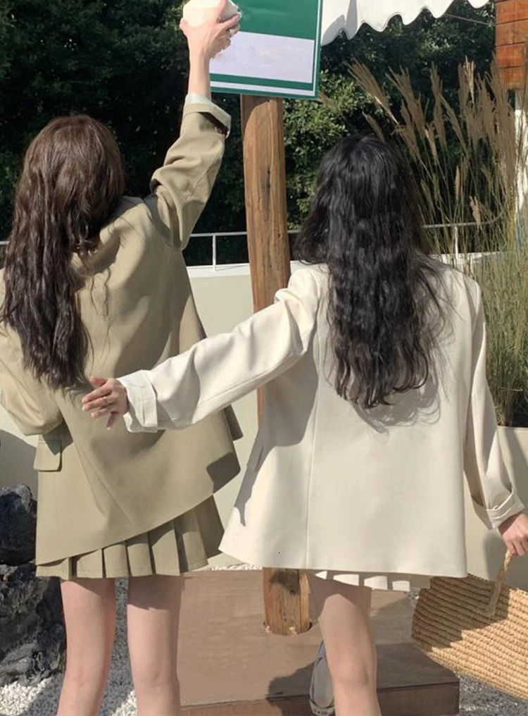 Fashion Spring Autumn 2 Pieces Outfits Suits Women Ladies Clothes Preppy Style Tops Coat Blazer Suit And Pleated Mini Skirt Set 240712