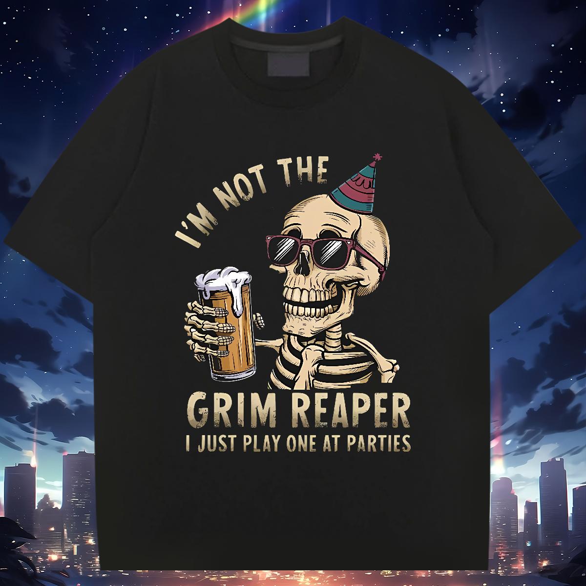 Designer Men T Shirts Skeleton 230g Cotton Sport Short Sleeve Cotton O-Neck Men Tees Customized Custom Print Plus Size Top Tees