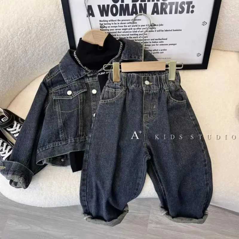 Clothing Sets Childrens Clothing Set New Boys Denim Coat + Jeans Two Piece Spring and Autumn Kids Baby Outfits 2-7Y