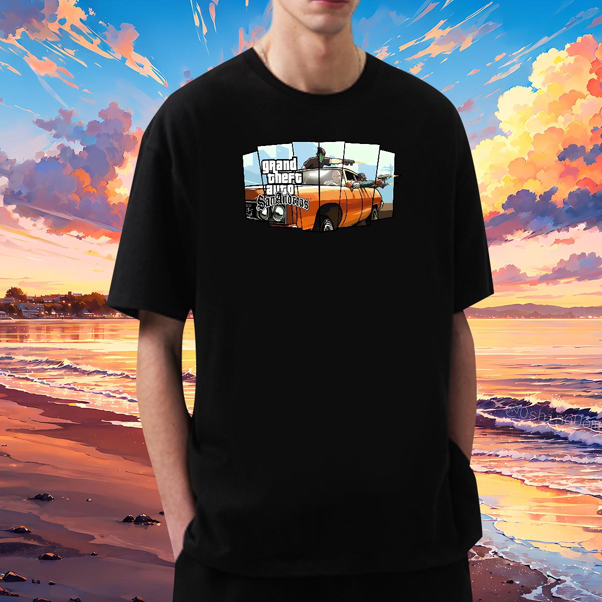 Classic Casual T Shirts Men racing 100% Cotton 230g Custom Big Size Summer Casual Tshirts Short Sleeve Cotton O-Neck Popular