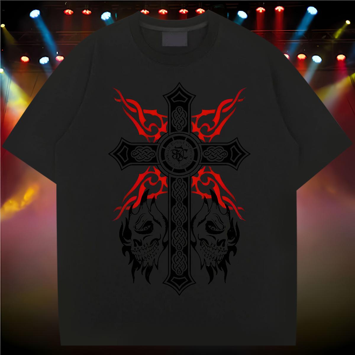 Casual New T Shirt For Man fathion 100% Cotton 230g Floral Print Street Men Tshirts Crew Neck Cotton Popular