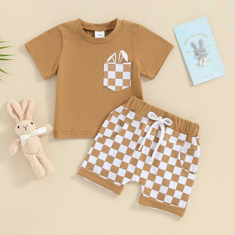 Clothing Sets 2024 Toddler Summer Boy Outfits Cotton Short Sleeve T-shirt Plaid Shorts Clothes For Baby Casual Breathable Clothes Set