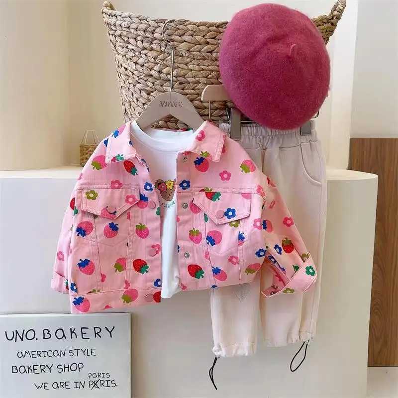 Clothing Sets Girls Coat 2023 New Western-style Childrens Fashionable Denim Top Spring and Autumn Girls Spring Coat