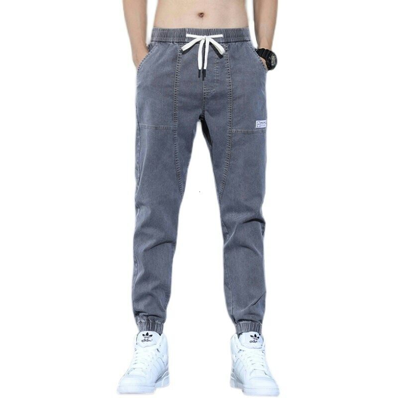 Autumn Jeans Male Loose Elastic Waist Ankle-Tied Abrasion Resistant Construction Site Worker Casual Working Welder Labor Protection Pants