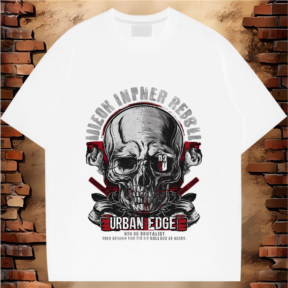 Comfortable Men T Shirts Skeleton 230g 100% Cotton Daily Wear Cotton Breathable Soft Mens Tshirts 2024 DIY Oversized 4XL Tops