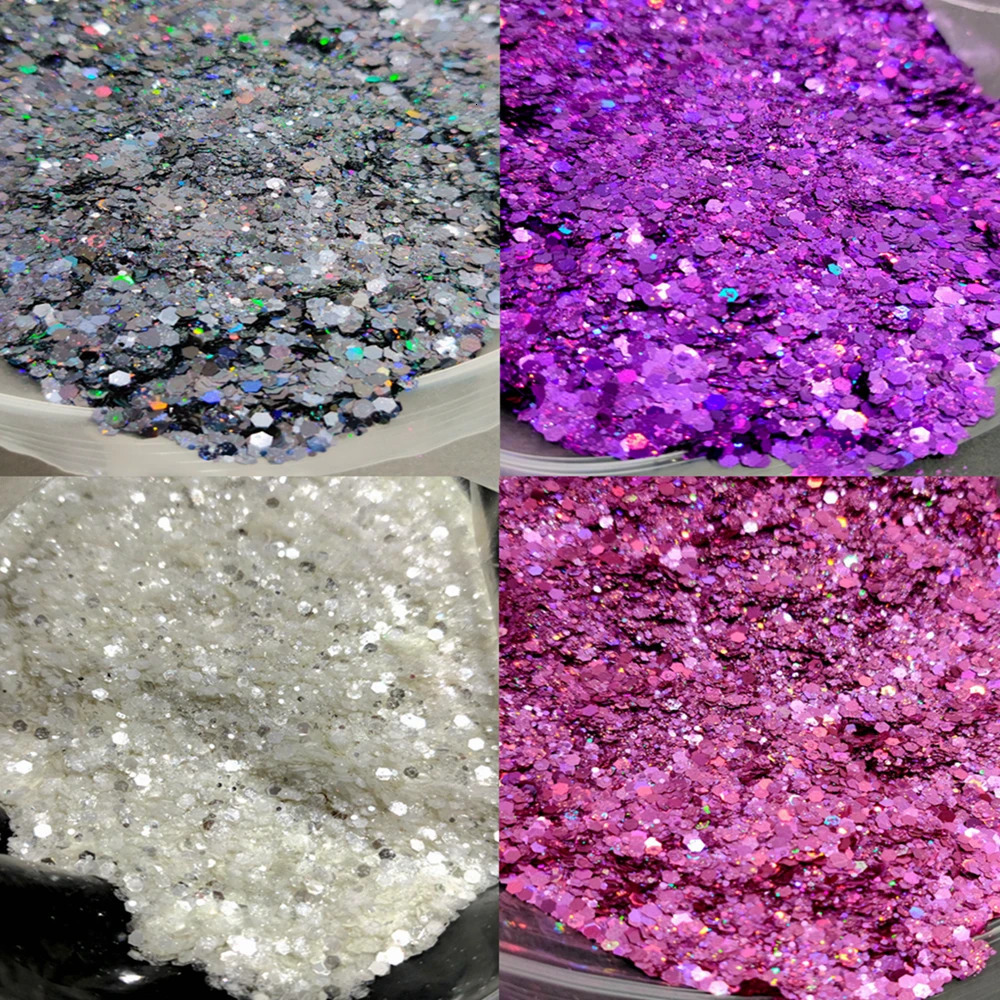 Holographic Cosmetic Lips Nail Art Body Christmas Party Chunky Glitter Solvent Resistant Polyester Glitter For Epoxy Resin 240715