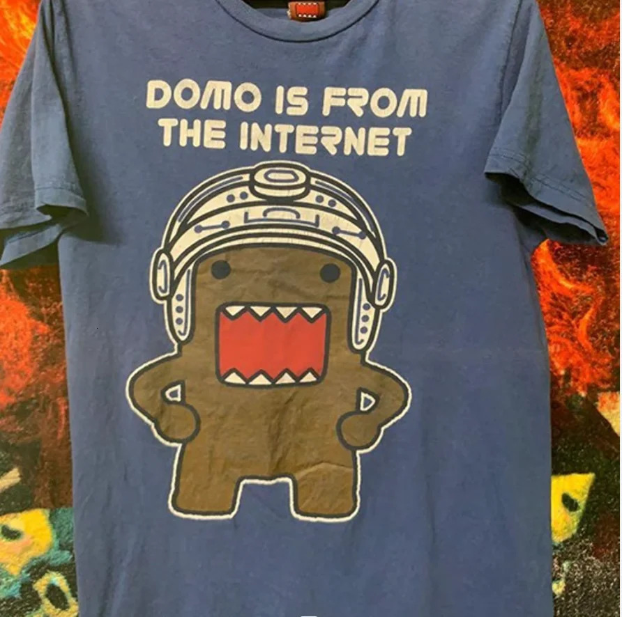 Pure cotton short-sleeved T-shirt domo printing versatile casual summer top y2k fashion loose age-reducing base T-shirt ins 240710