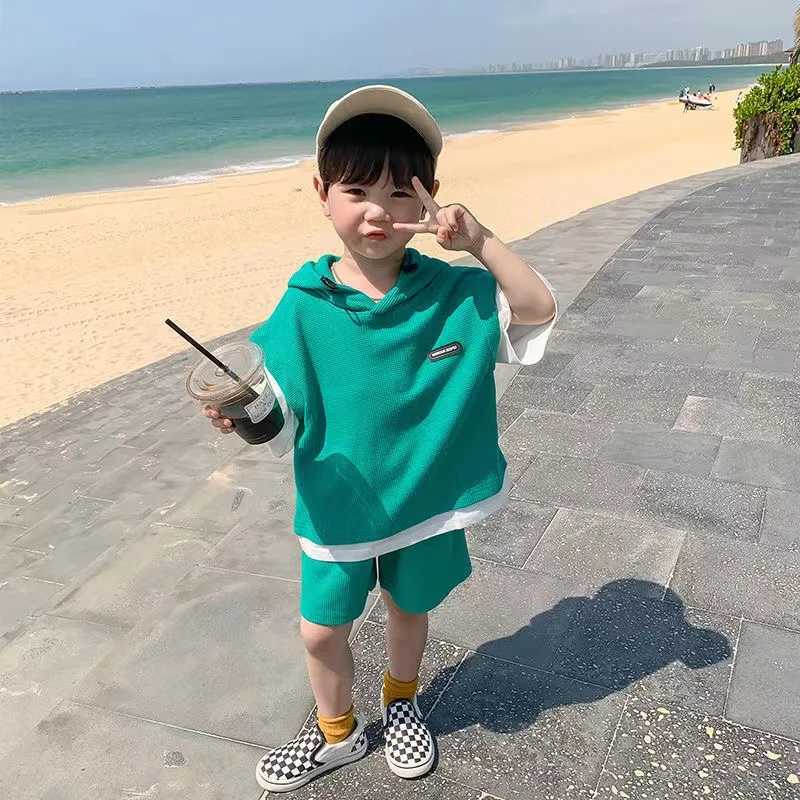 Clothing Sets Children Clothing Sets Kids Boys Girls Clothes Short Sleeve Hooded Shirt+short Kid 2Pcs Suit Cotton 2024 Summer Baby Boy Outfit