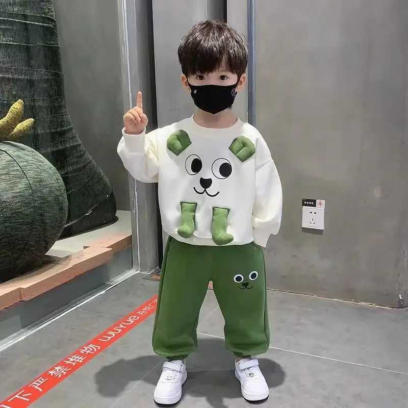Clothing Sets Kids Boys Spring And Autumn Sweater Set 2023 New Fashionable Boys Clothes Childrens Cartoon Casual Two Piece Set For Boys