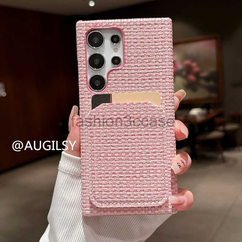 phone cases Samsungs s24ultra s23ultra protective case s22+half pack hard case s24plus s23 card bag woven pattern card insertion case