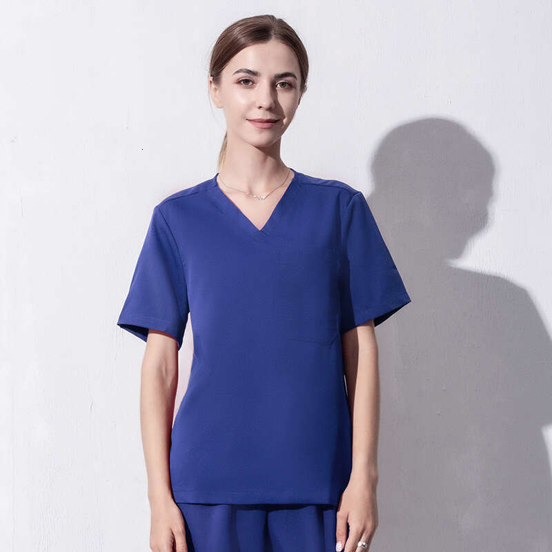 Niaa Hinn Scrub Set Zip Up New Product Washable Non-ironing Long Show Thinness High Elasticity Ventilation Temperament Short Loose Temperament