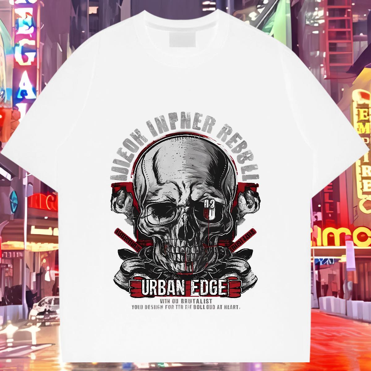 DIY T-Shirts Skeleton 100% Cotton 230g Cartoon Print Men Tops Tees Casual Round Neck Short Sleeve Designer Tees Shirts