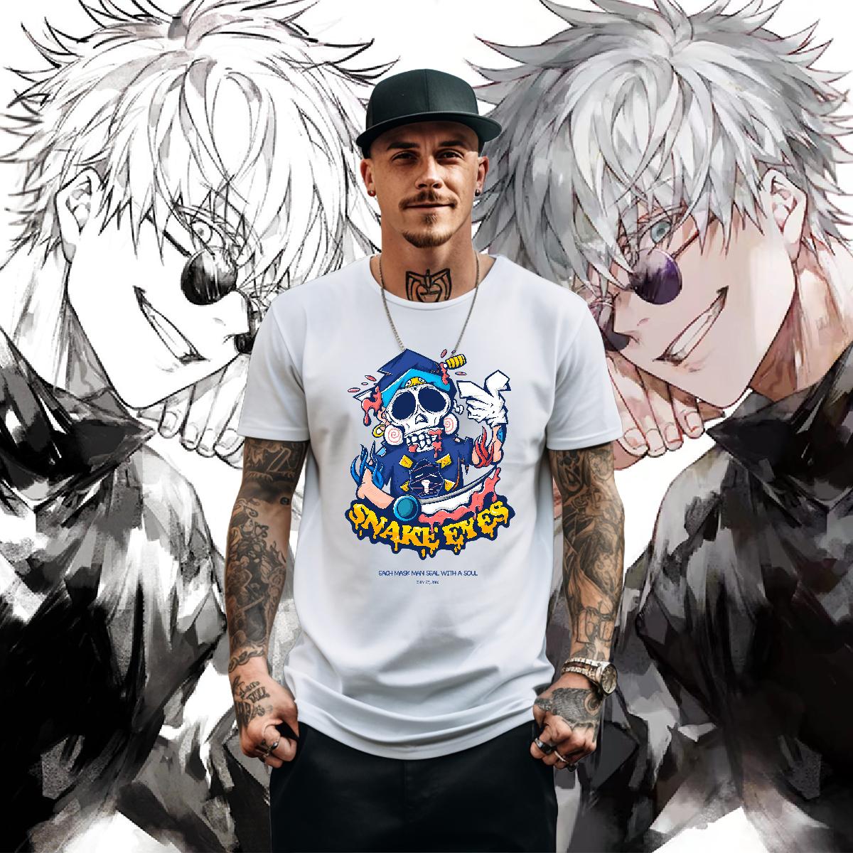 Designer Tshirts Skeleton 100% Cotton 230g Cotton Breathable Short Sleeve Hip Hop T-Shirts for Men DIY Classic Tops