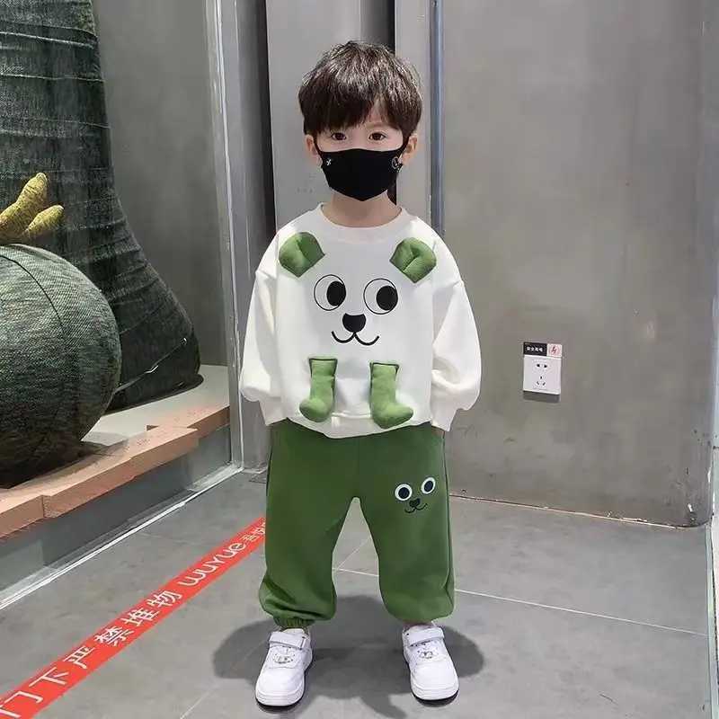 Clothing Sets Kids Boys Spring And Autumn Sweater Set 2023 New Fashionable Boys Clothes Childrens Cartoon Casual Two Piece Set For Boys