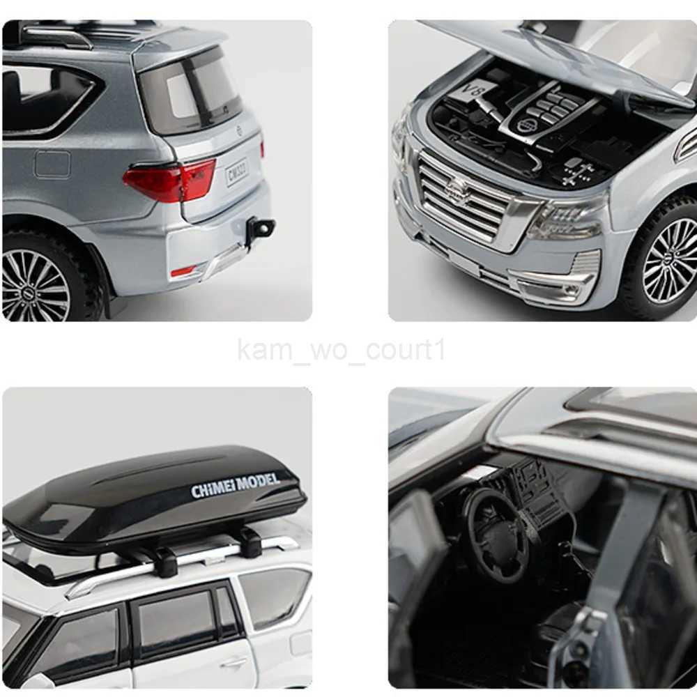 1 32 Nissan Patrol Alloy Diecast Y62 Toy Car Model With Travel Rack Sound And Light Pull Back Vehicle Collection Childrens ToysM240717