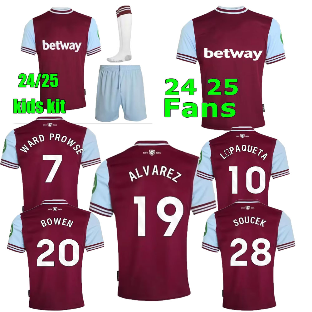 24 25 West Hams Soccer Jerseys ANDERSON R UNITEDS RICE BOWEN ANTONIO P.FORNALS Football Shirt NOBLE FORNALS DAWSON 2024 2025 Men kids Kits equip
