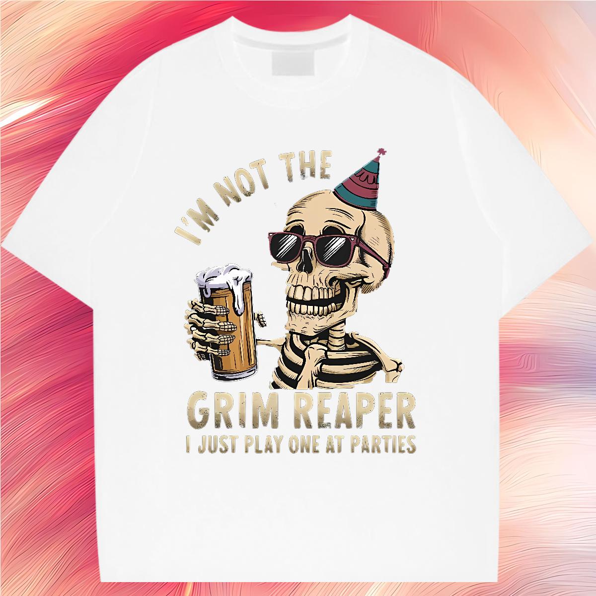 Customized Man T Shirts Skeleton 230g Cotton Custom Print Oversized Casual Beach Men Tops Tees Cotton Breathable Short Sleeve Popular