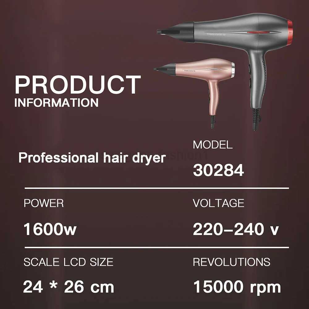 1600W Hair Dryer Professional Salon Hot and Cold Power Air Blowdryer with Air Collecting Nozzle 3 Speed 3 Heat Setting Low NoiseBkl240717