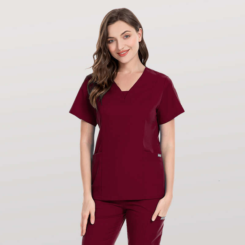 Scrubs for Women Uniform Two Piece Set Women Scrubs Zip Up New Product Gentle Wind Washable New Pattern Popular Loose Short Linen Bifurcated Temperame