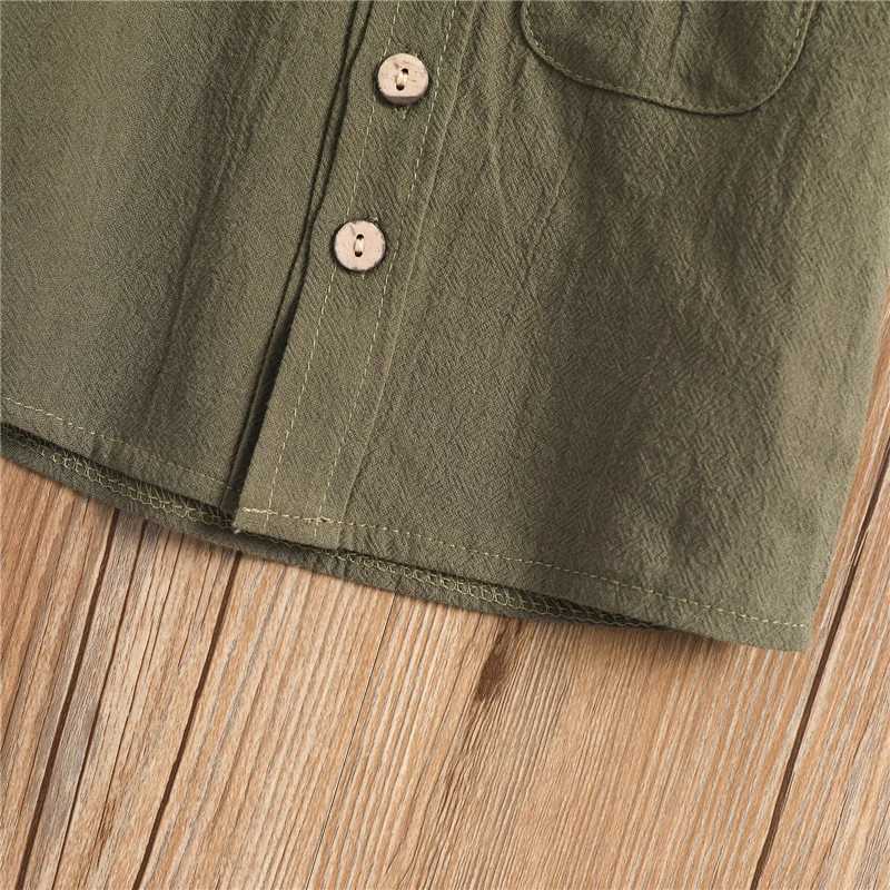 Clothing Sets Little Boys Cotton Flax Outfit Toddlers Summer Solid Color Lapel Short Sleeve Single-breasted Shirt Tops + Elastic Waist Shorts