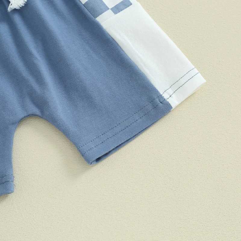 Clothing Sets Baby Boy Summer Outfits Clothing Set Plaid Patchwork Short Sleeve T-Shirt and Elastic Shorts Set Toddler Children Clothes