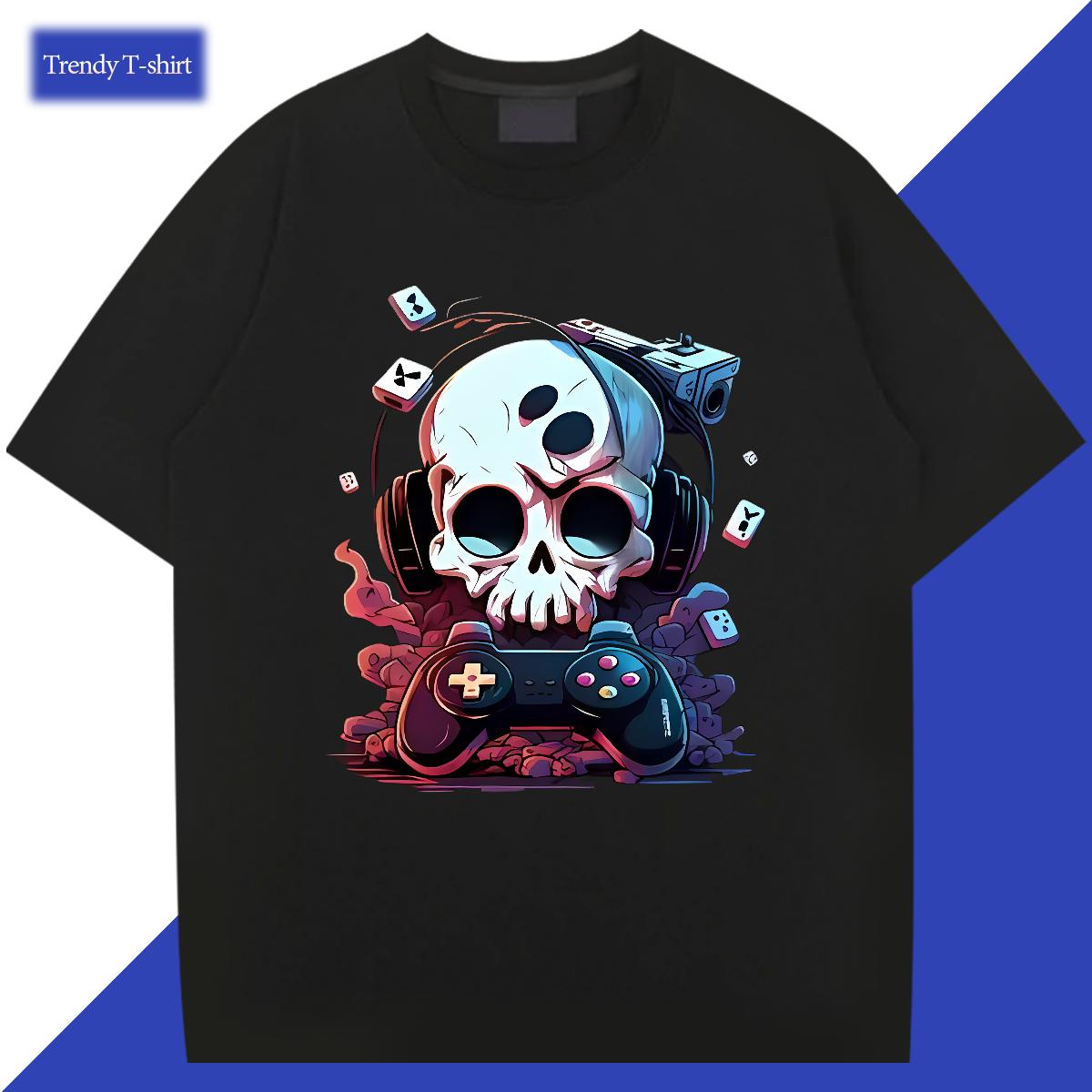 Fashion Design T Shirt For Man Skeleton 100% Cotton 230g Black Oversized Couples T Shirts Outdoor Cotton Breathable Short Sleeve Unisex Wear