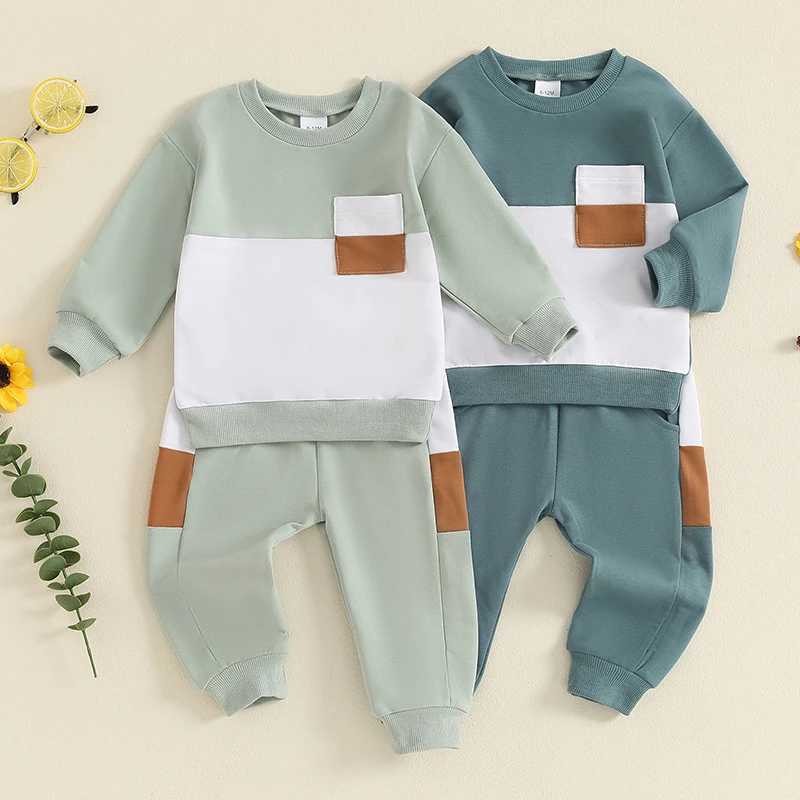 Clothing Sets Autumn New Baby Boy Clothes Fall Toddler Outfits Contrast Colors Long Sleeve Sweatshirt Tops and Pant 2PCS Set For Children