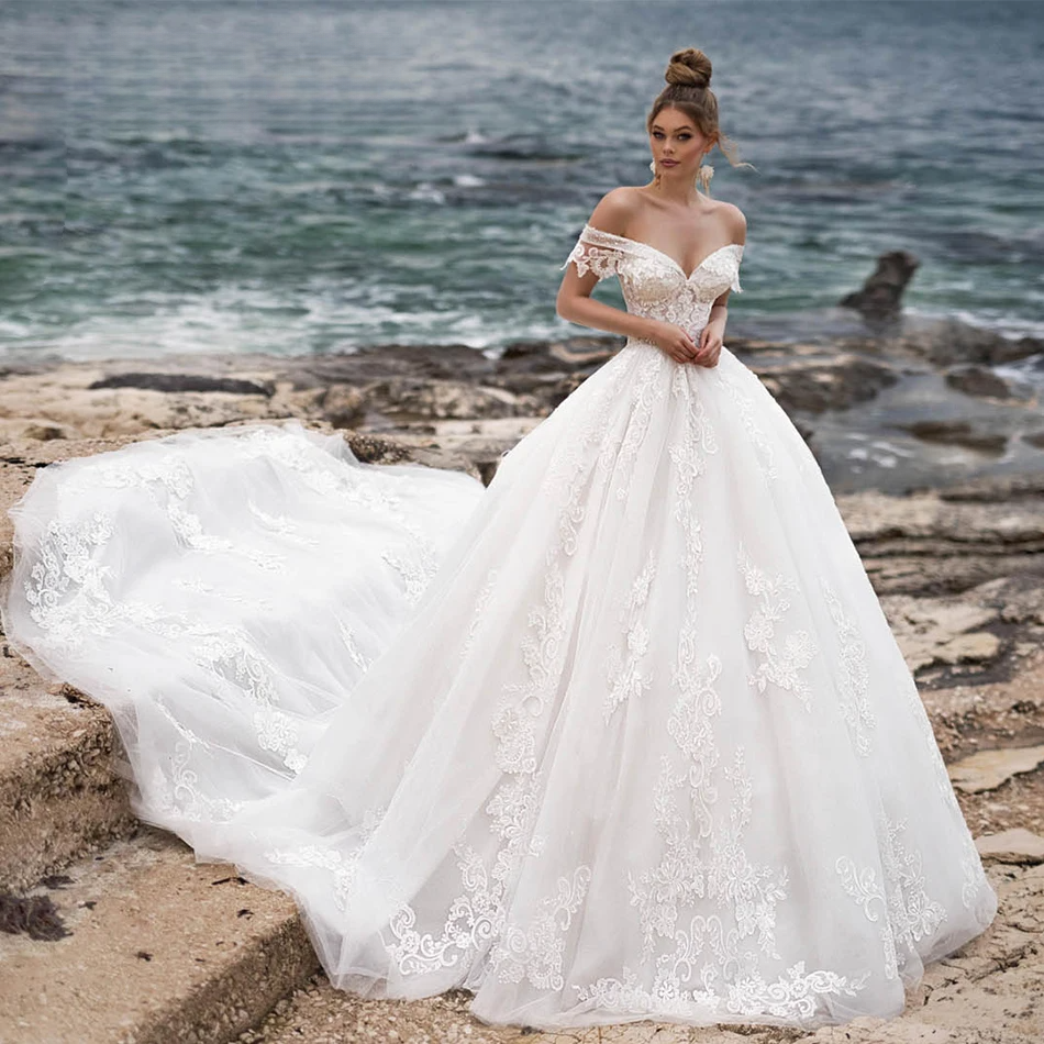 Ashley Carol Dresses For Women 2024 Sweetheart Beaded Appliques Lace Up Cathedral Wedding Gown Vestidos De Novia