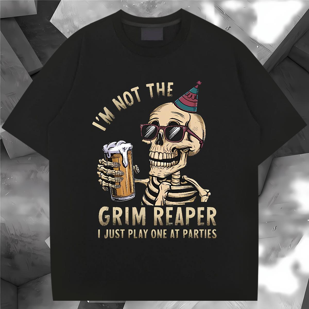 Wholesale T Shirt For Man Skeleton 100% Cotton 230g Black Oversized Daily Outfit Men Tops Tees Crew Neck Cotton Breathable Unisex