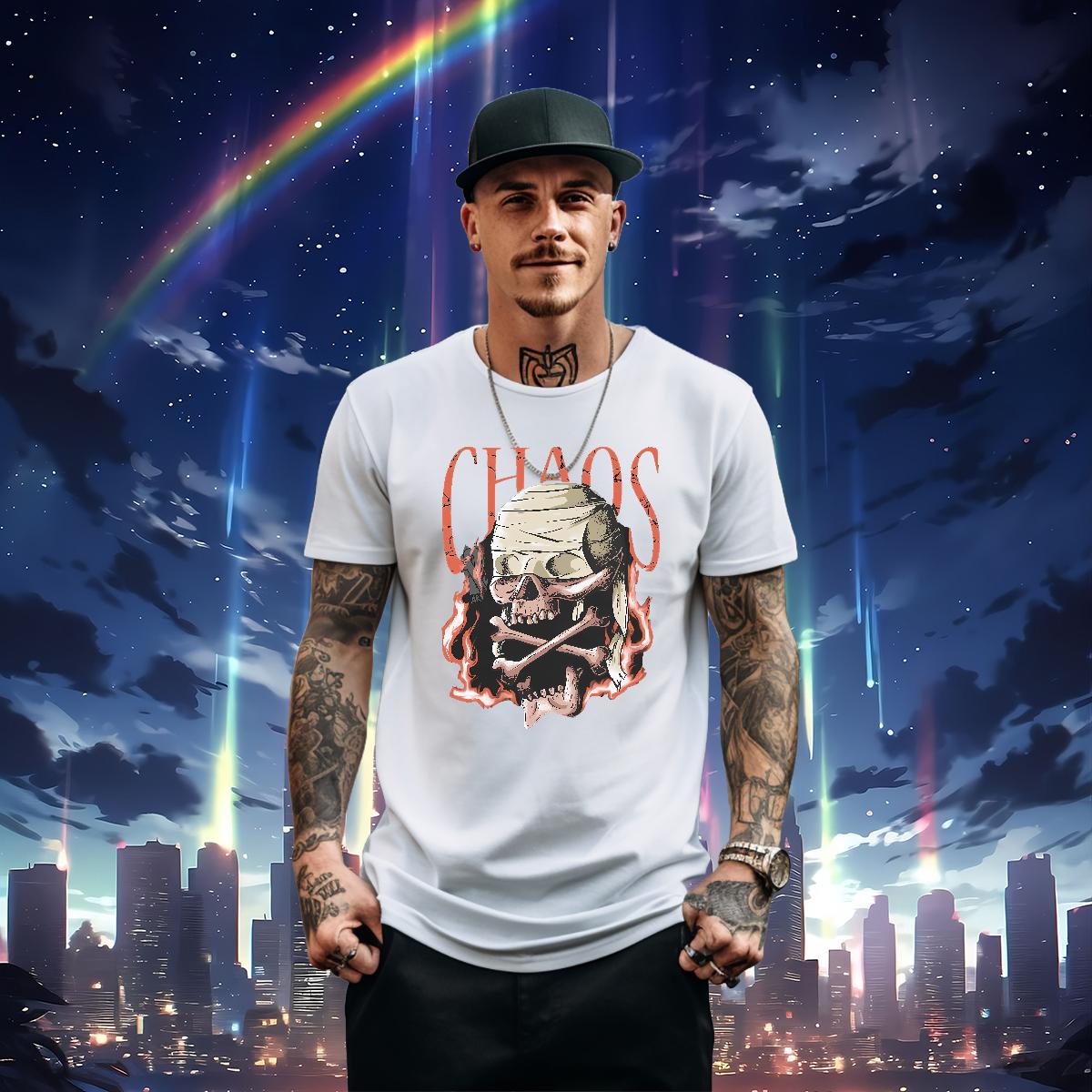 High Quality T-Shirts Skeleton 230g Cotton Summer Casual Breathable Crew Neck Men Clothes T-Shirt Designer Fashion Custom Print Oversized Clothings