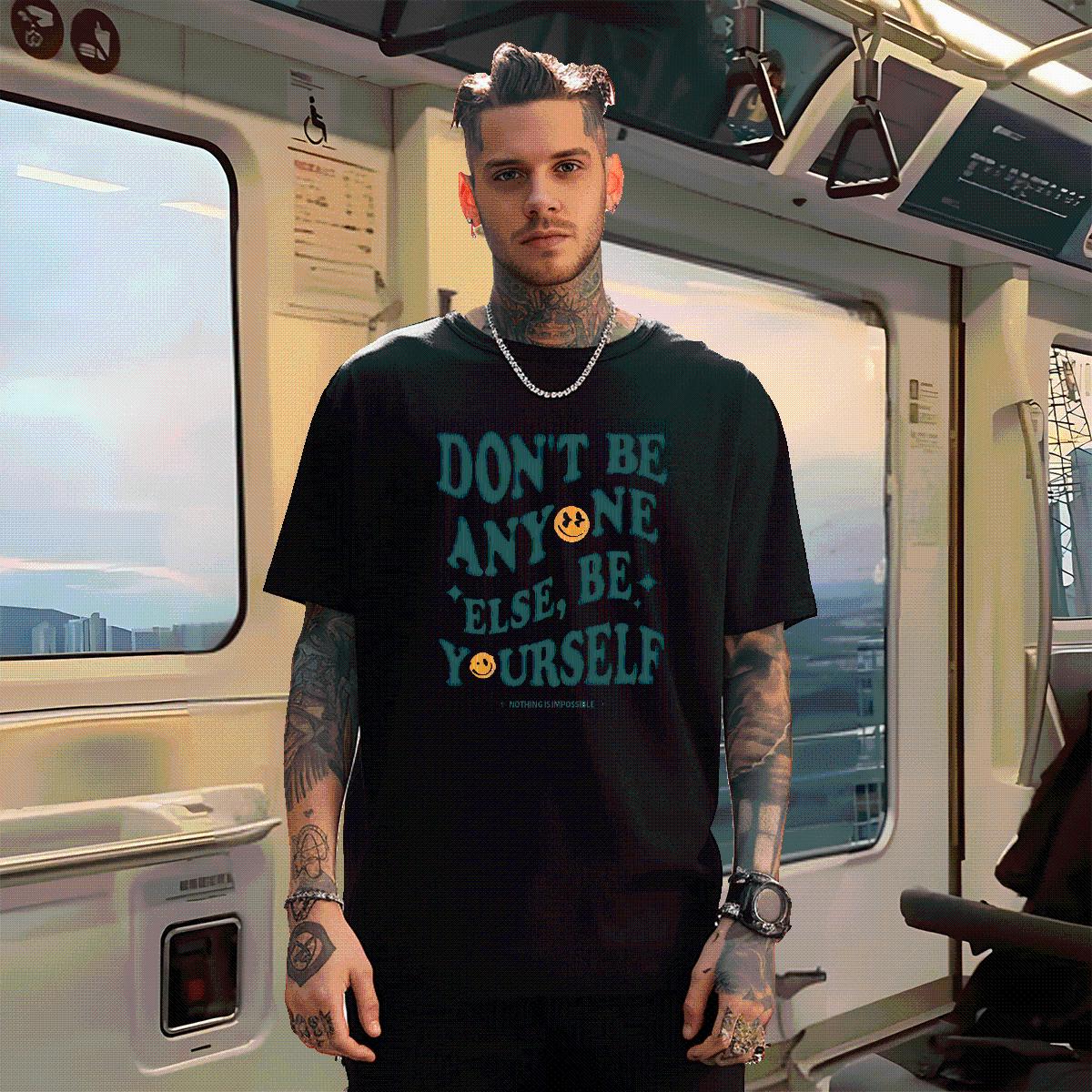 DIY Customized Man T Shirts Nothing Is Impossible 230g Cotton DIY Printed Men Tshirts Hip Hop Cotton Breathable Short Sleeve 5A Clothes