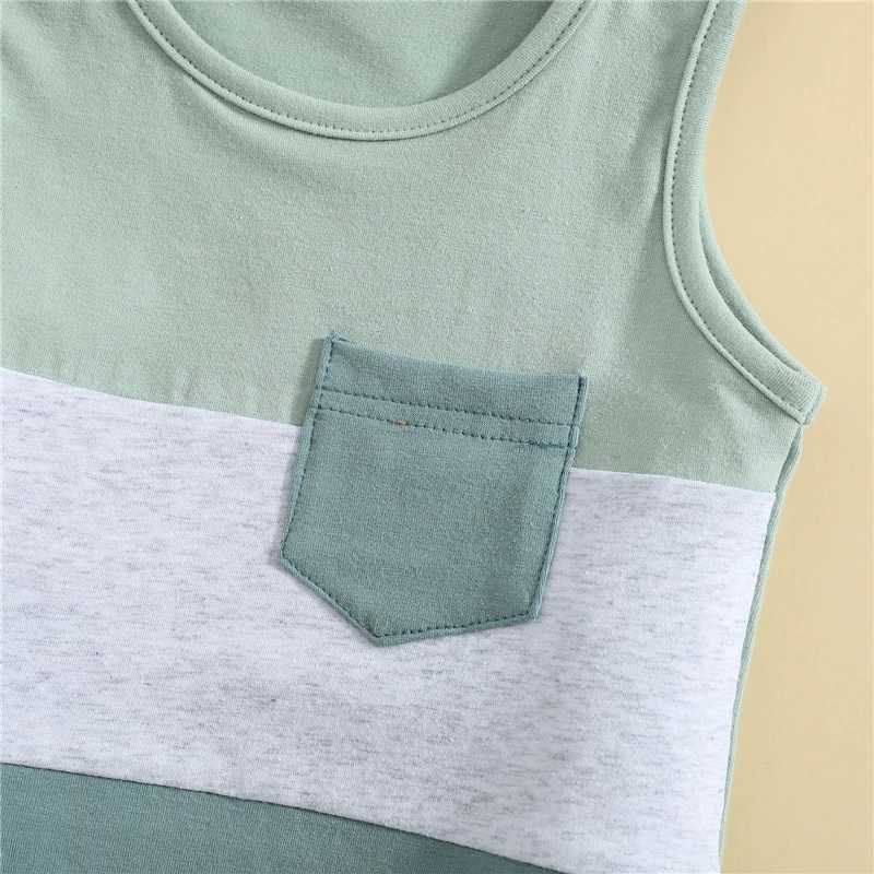Clothing Sets Toddler Infant Baby Boy Summer Shorts Suit Patchwork Sleeveless Crew Neck Tank Tops Solid Shorts with Pockets