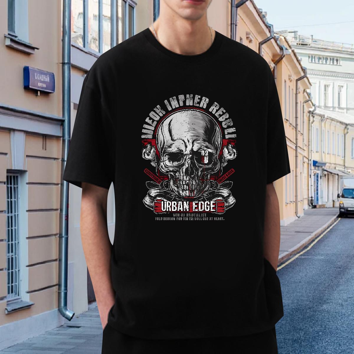 Factory Direct T Shirt For Man Skeleton 100% Cotton 230g Asian Size Men Clothes T-Shirt Outdoor Breathable Crew Neck Cotton Comfortable Tee Shirt