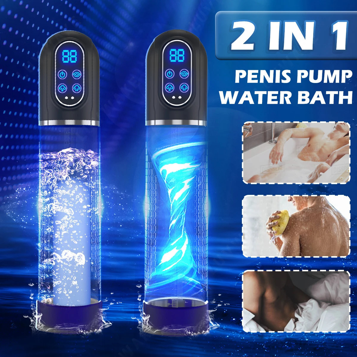 IPX7 Waterproof Electric Penis Pump Vacuum Enlargement Extend Endurance Trainer for Larger Suction Toys Men Masturbator 240711