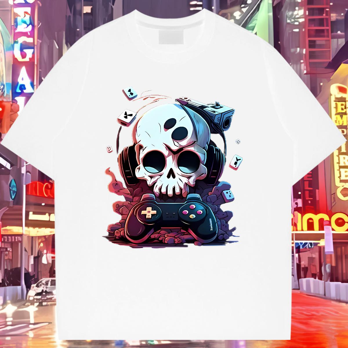 High Quality Mens Tshirts Skeleton 230g 100% Cotton Crew Neck Cotton Hip Hop T-Shirts for Men Custom Big Size DIY Tee Shirt