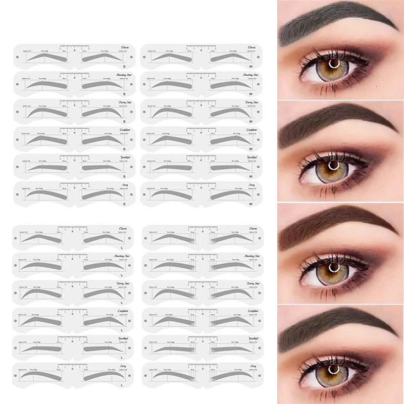 Reusable Eyebrow Shaper DIY 6-piece Set Soft Ruler Eyebrow Defined Eyebrow Stamping Card Soft Ruler Template Makeup Tool 240715